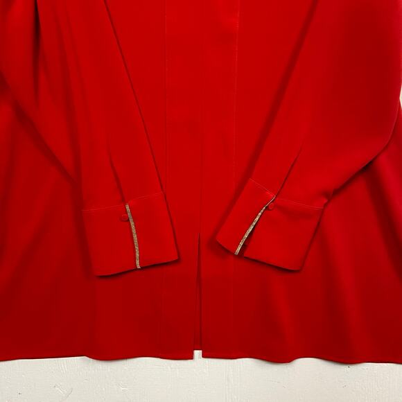 Chico’s Women's Red Long Sleeve Tunic Blouse Top Gold Chain Trim Size 16/18 NWT - Picture 6 of 14